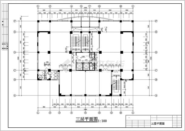 兰州某框剪综合楼建筑施工平面设计CAD竣工图-图一