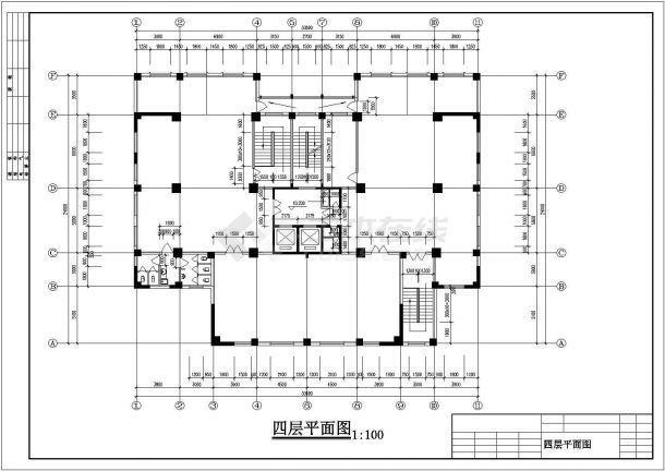 兰州某框剪综合楼建筑施工平面设计CAD竣工图-图二