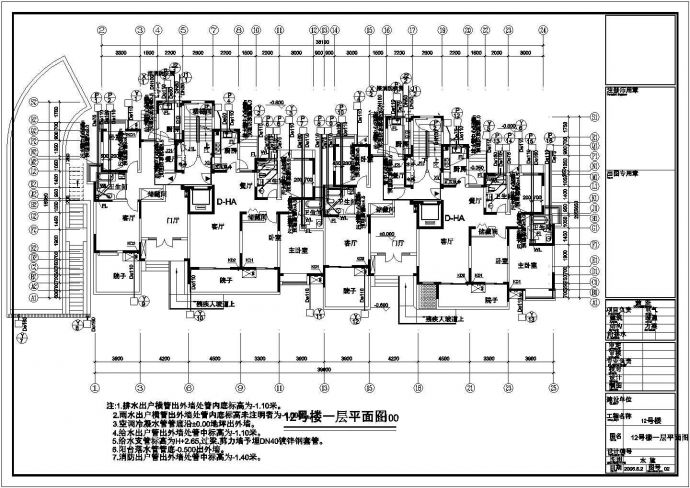 某十七层住宅小区楼群给排水图纸_图1