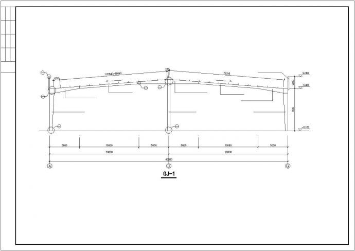 某40米跨钢结构厂房结构图纸_图1