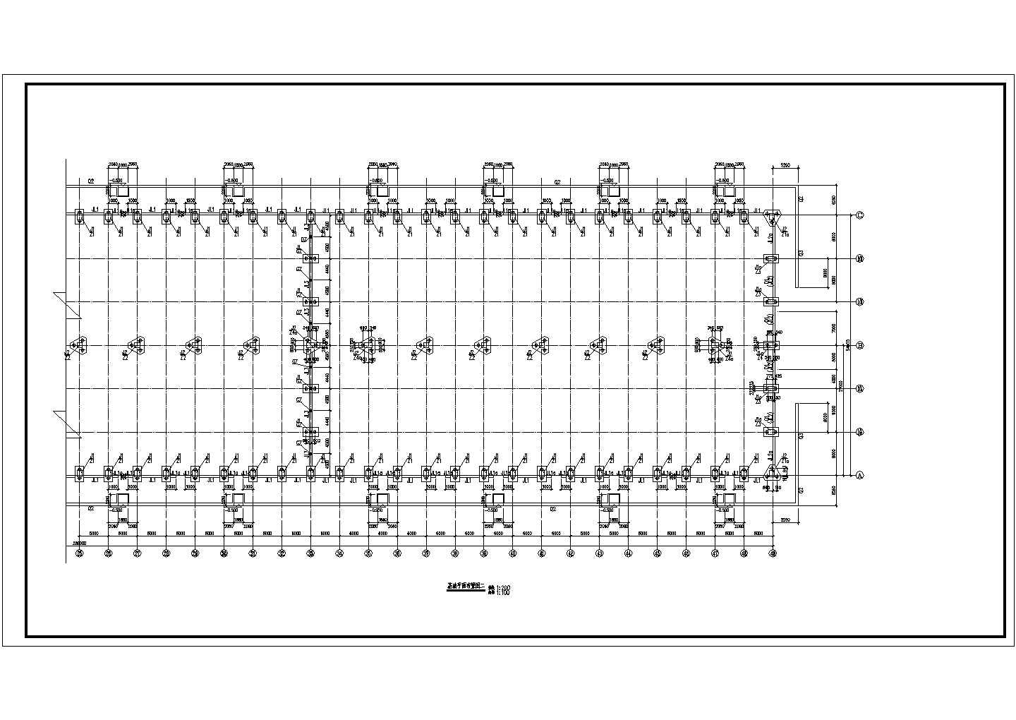[施工图]某两跨54米钢结构厂房图纸（中跨抽柱）