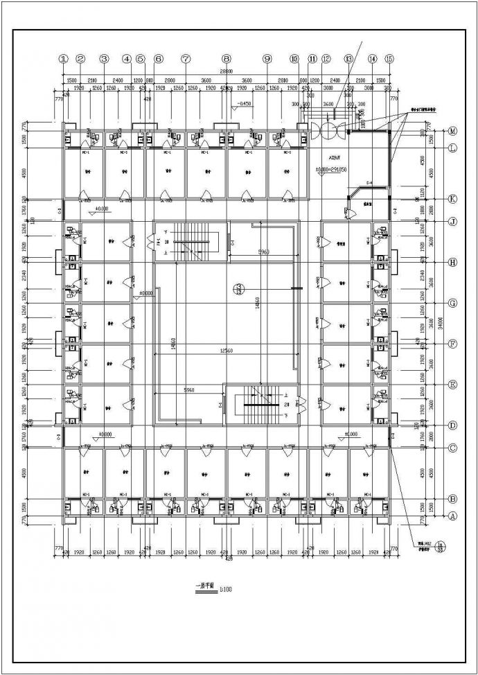 某市6960平方米七层框架结构医院家属区招聘楼建筑方案图纸_图1
