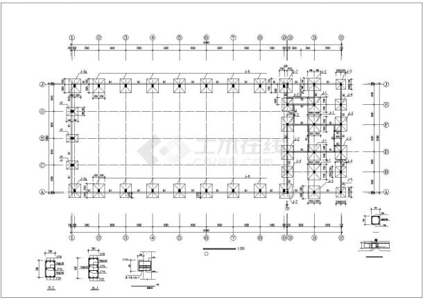 上海某24米跨排架厂房建筑结构图-图二