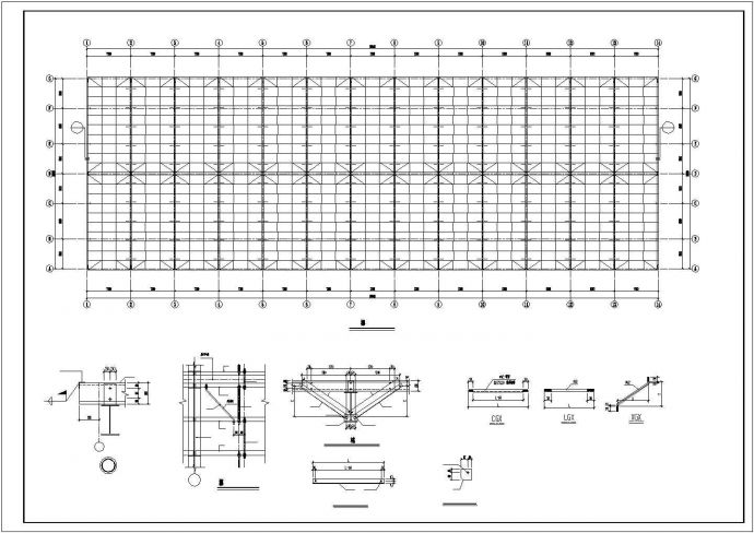 某单层32米跨带吊车轻钢厂房结构设计图_图1