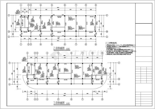 广东省某四层框架结构办公楼结构施工图纸-图二