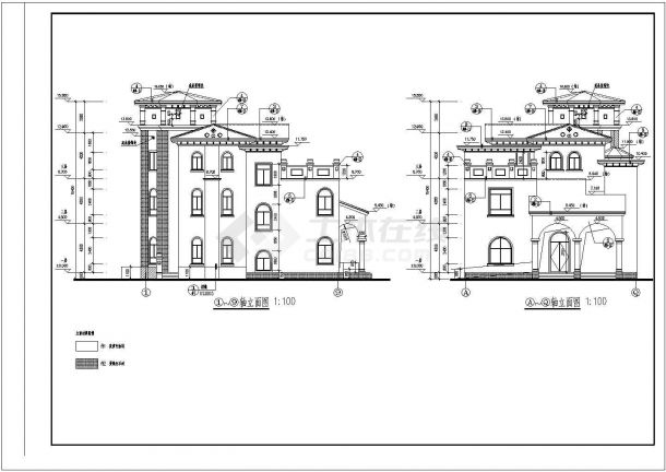 某地三层西班牙风格别墅建筑设计施工图-图一