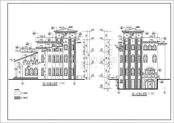 某地三层西班牙风格别墅建筑设计施工图-图二