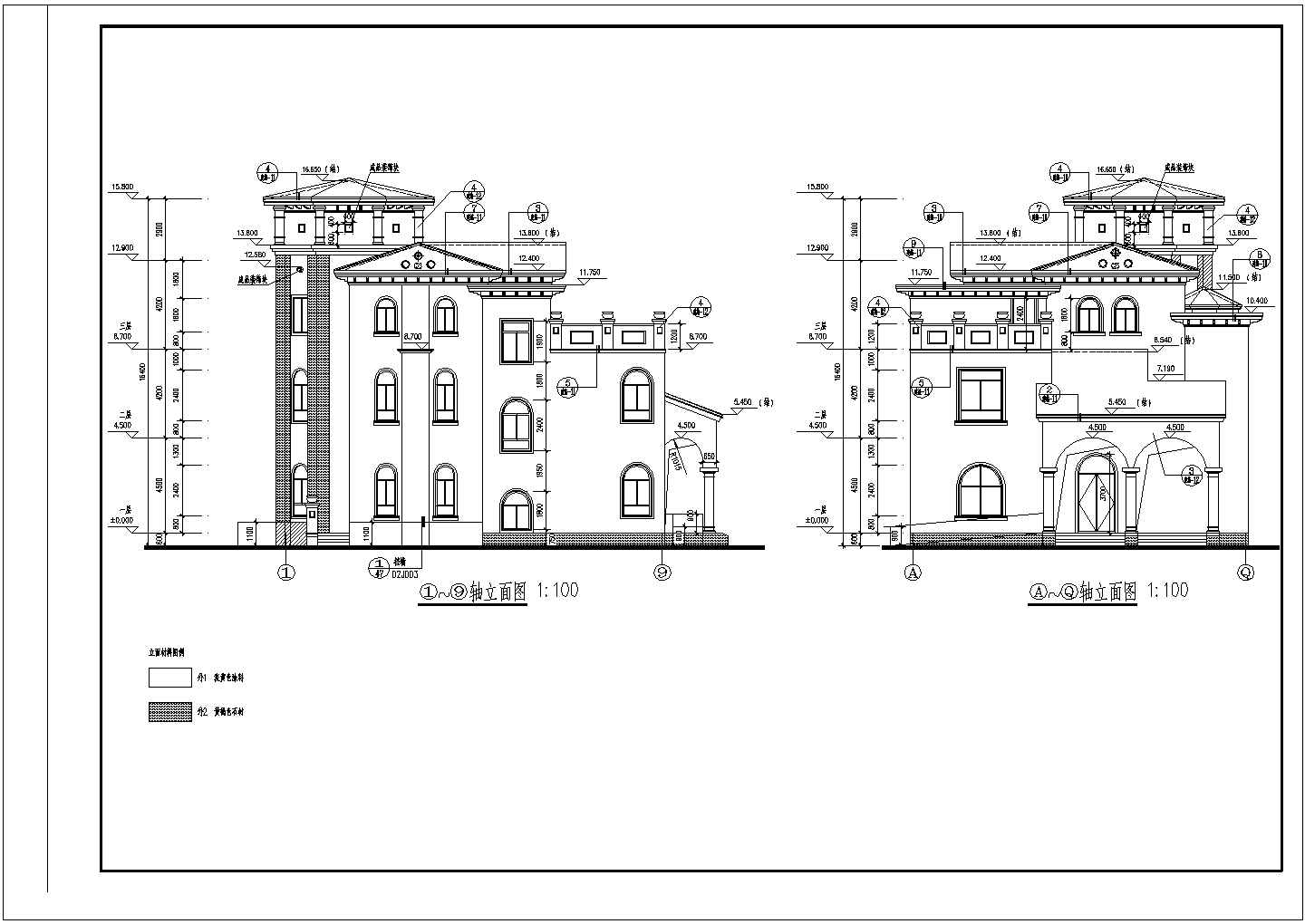 某地三层西班牙风格别墅建筑设计施工图