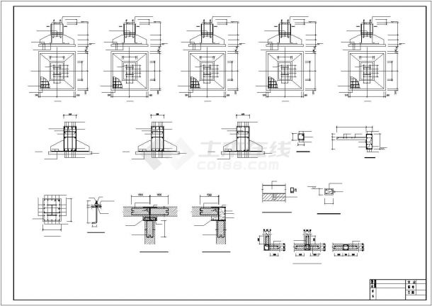 [济南]四层钢框架结构车间办公楼结构图（局部五层）-图二