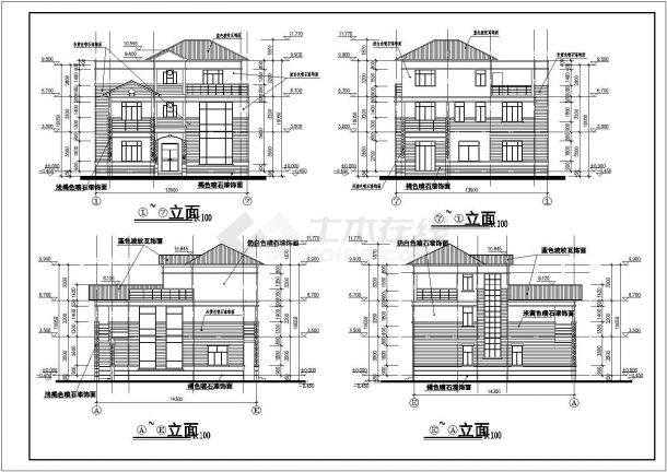 某地区3层框剪结构别墅建筑方案图-图一