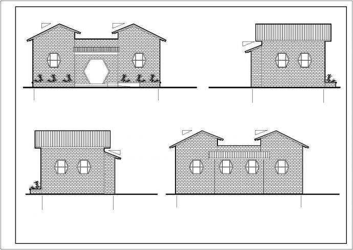 某57.78平方米坡屋顶单层厕所建筑施工图（高4米）_图1