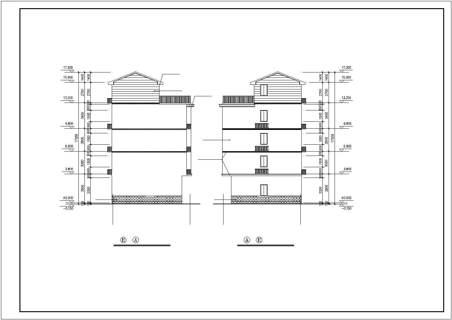 某四层混合结构私人四层住宅楼全套建筑结构设计图