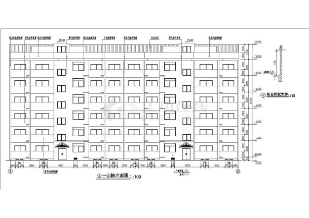 [监利县]某六层框架住宅楼建筑结构设计图-图一