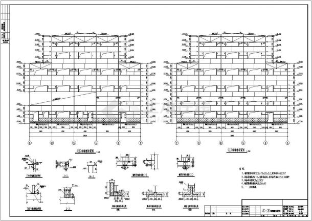 某地区钢框架门式刚架厂房结构施工图-图二