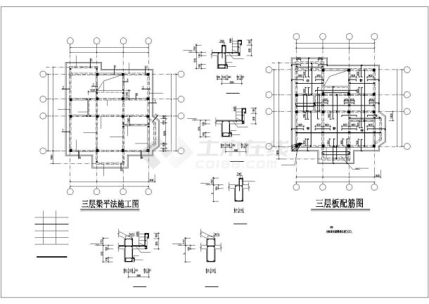 某三层框架别墅建筑结构设计图（独立基础）-图二