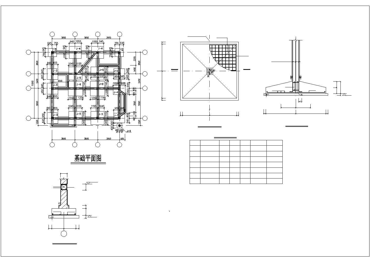 某三层框架别墅建筑结构设计图（独立基础）