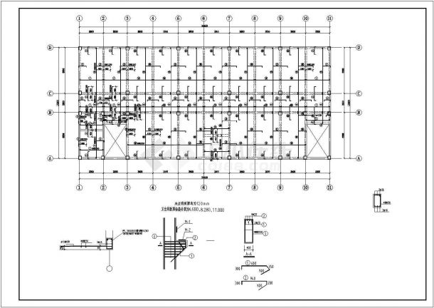 某四层框架钻机检修间及办公楼建筑结构设计图-图二