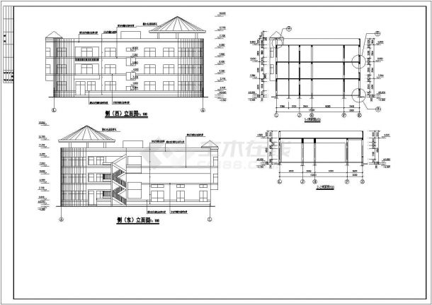 某地三层框架结构幼儿园建筑设计方案图纸-图二