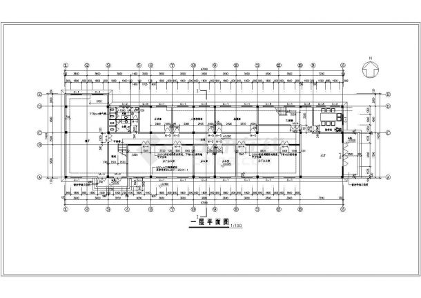南通市两层框架结构办公楼建筑设计施工图-图二