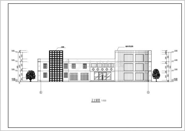 某地两层框架结构办公楼建筑设计方案图纸-图一