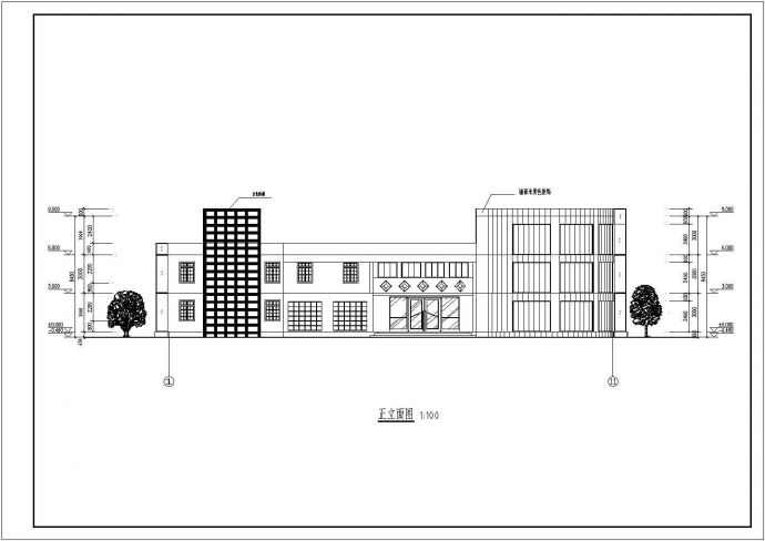 某地两层框架结构办公楼建筑设计方案图纸_图1