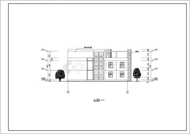 某地两层框架结构办公楼建筑设计方案图纸-图二