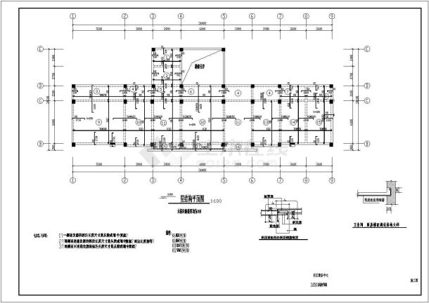 某四层框架结构社区服务中心楼结构设计施工图（7度抗震）-图一