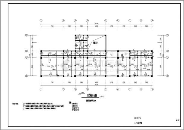 某四层框架结构社区服务中心楼结构设计施工图（7度抗震）-图二