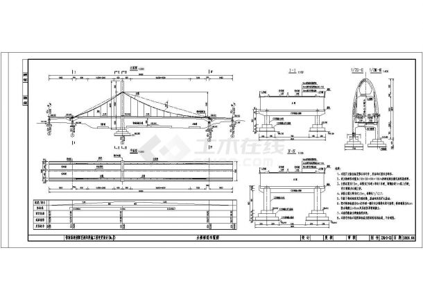 某地自锚式钢筋混凝土单索塔悬索桥设计施工图-图一