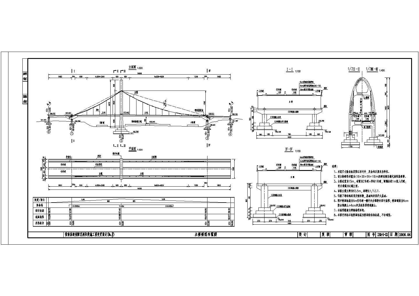 某地自锚式钢筋混凝土单索塔悬索桥设计施工图