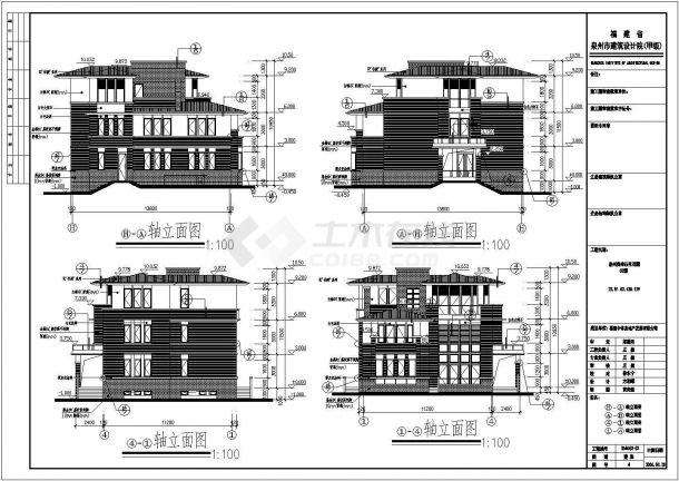 多套三层带地下室别墅建筑设计施工图-图二