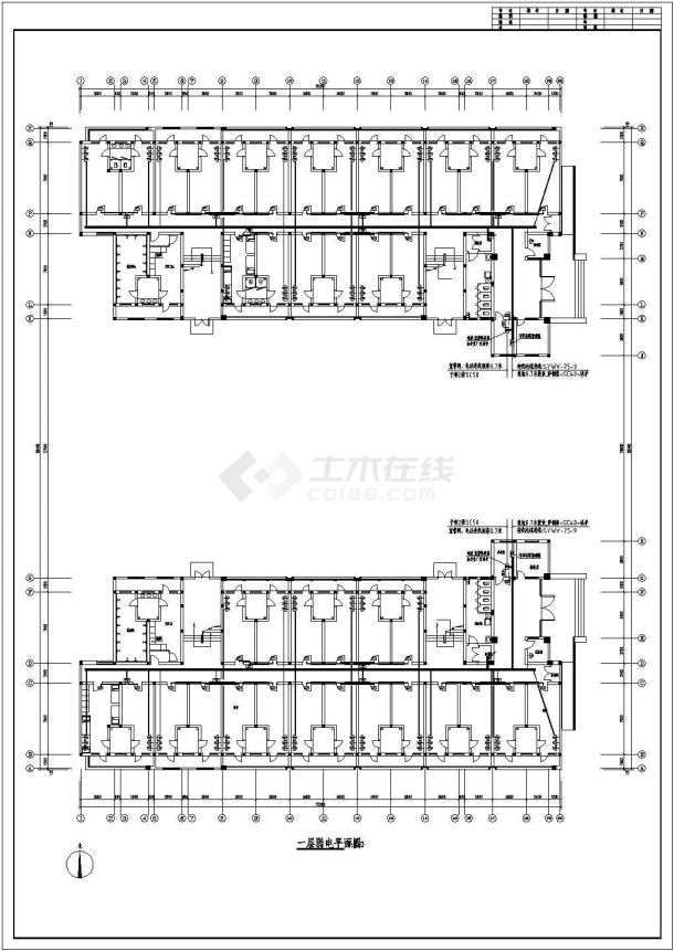 某学校五层学生宿舍电气设计施工图-图二