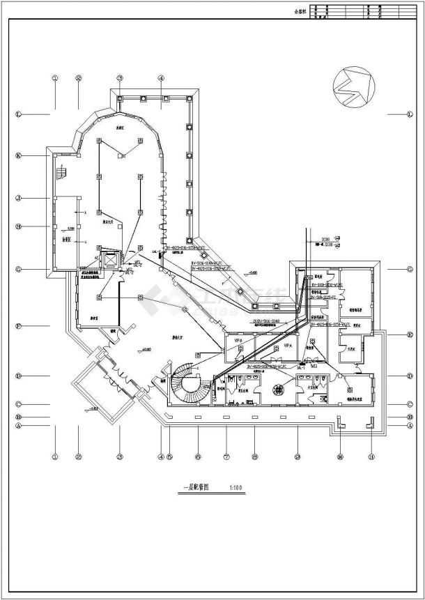 1634平方米某框架结构两层办公楼电气设计施工图-图二