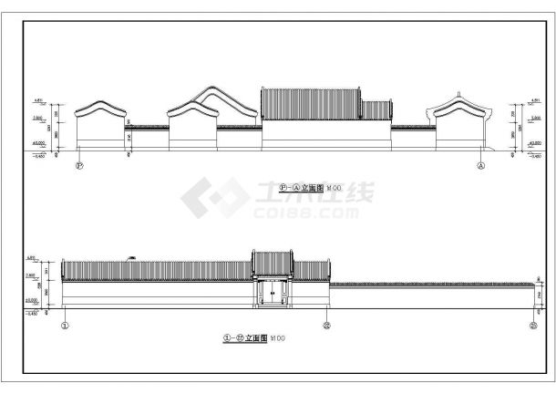 某地单层框架结构3进四合院建筑方案图-图二