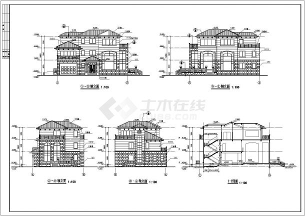 某地3层框剪结构欧式别墅建筑方案图-图一