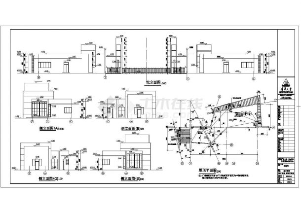 【北京】某外国语学校单层大门建筑设计施工图-图一