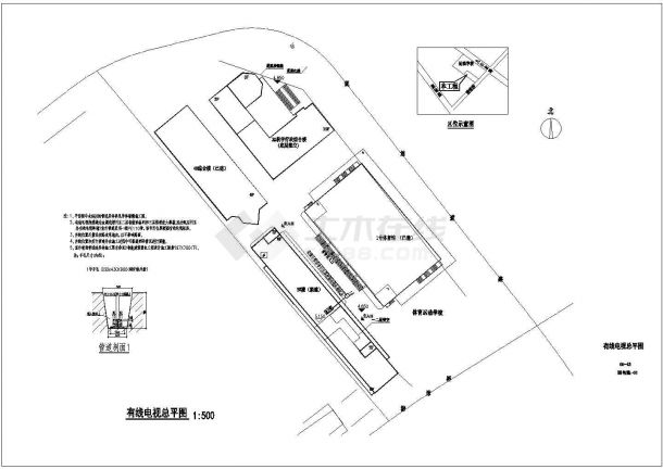 温州某体育学校六层宿舍楼弱电施工图-图一