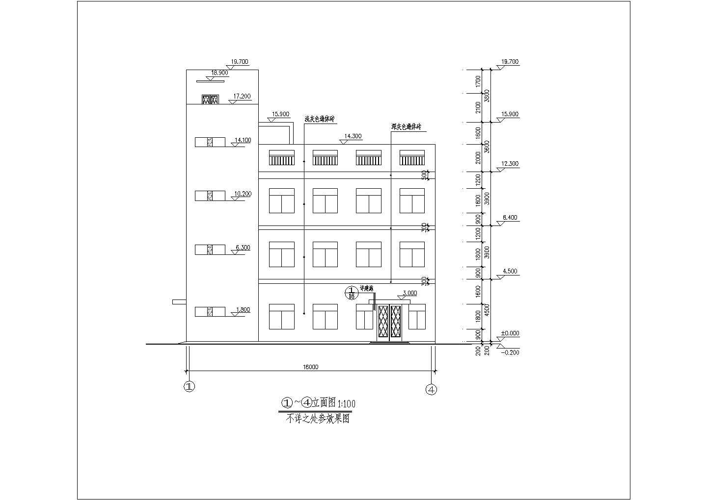 晋江市三层框架结构医院洗衣房建筑设计施工图