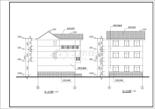某村3层砖混结构别墅建筑和结构施工图纸-图二