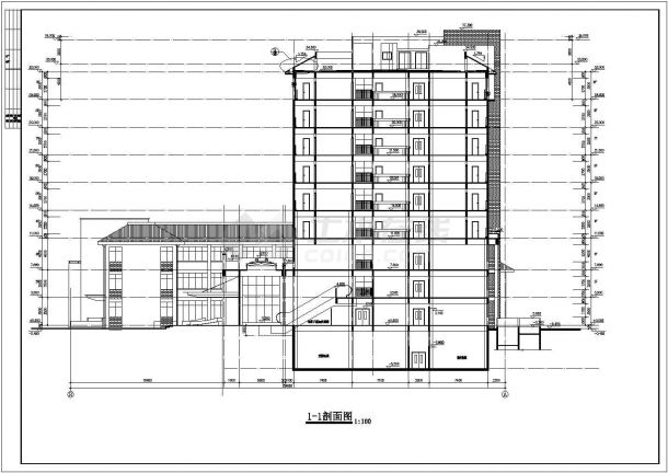 某地九层框架结构医院综合楼建筑设计施工图纸-图二