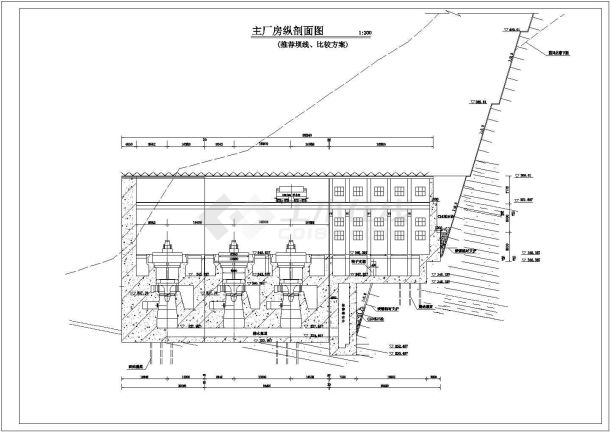 某处水电站主厂房与水轮机层的设计图纸-图二