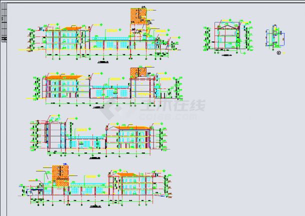 某地局部四层框架结构大型幼儿园建筑设计施工图纸-图二