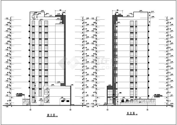 某地十三层框架结构高层办公楼建筑设计施工图纸-图二