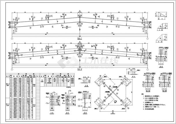 广西某带吊车跨度13m门式刚架厂房结构设计图-图二