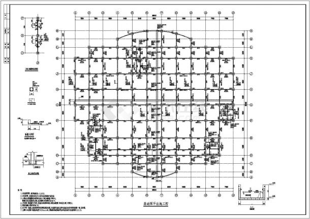 某地两层框架结构厂房部分结构施工图-图一