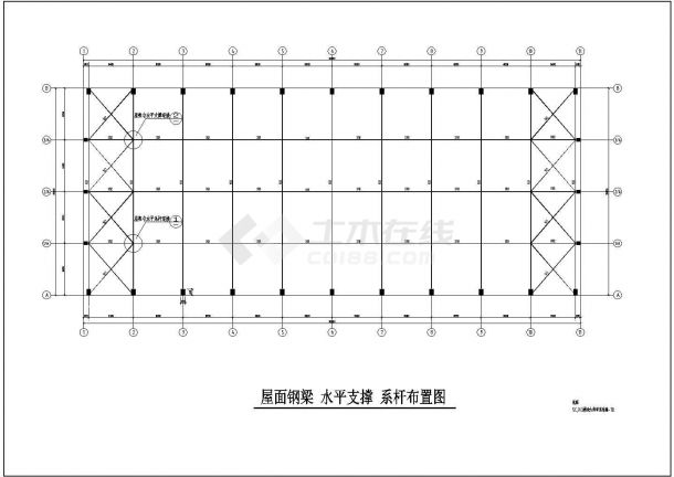 某跨度25m单层门式刚架厂房结构设计图（6度抗震）-图一