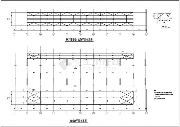某跨度25m单层门式刚架厂房结构设计图（6度抗震）-图二