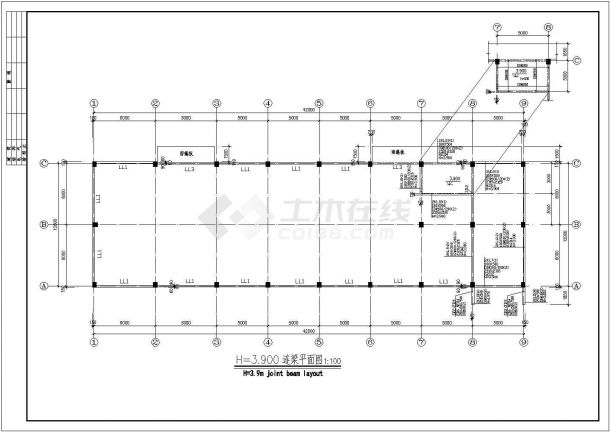 某跨度12m两层钢框排架厂房结构设计图（7度抗震）-图一
