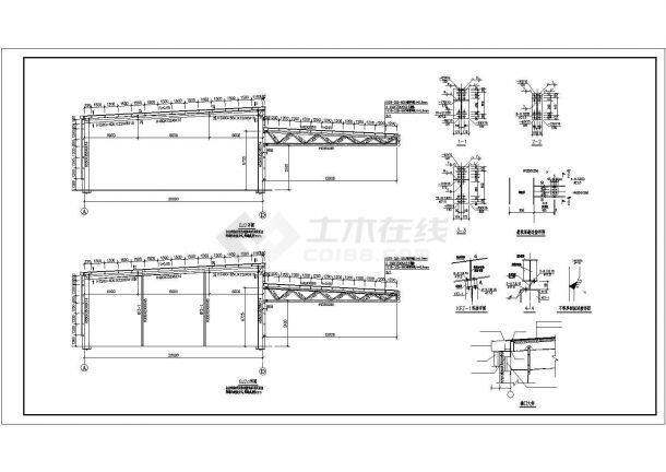 某跨度40米单层门式刚架厂房结构设计图（独立基础）-图二