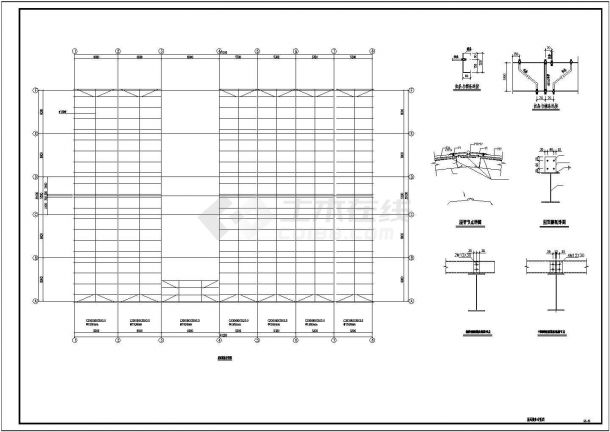 某跨度29.2m多层门式刚架厂房结构设计图（桩基础）-图一